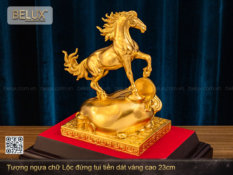 Tượng Ngựa Chữ Lộc Dát Vàng 24k